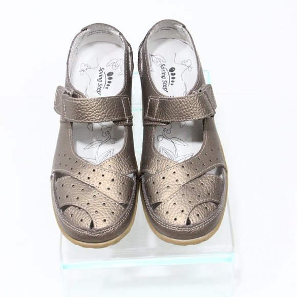 Spring Step Streetwise Shoe New Women Mary Jane Flat Metallic Leather Eu 38 - Picture 3 of 10